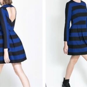 ZARA Edgy Blue and Black Striped Dress